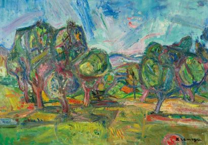 KREMEGNE Pinchus, 1890-1981
Paysage aux arbres
huile...