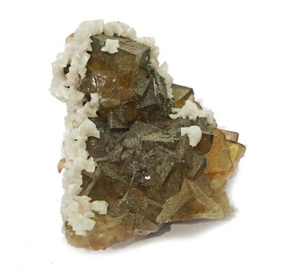 null Six anciens minéraux d'Espagne : PREHNITE verte / quartz / baryte (11 cm) d'Andalousie...