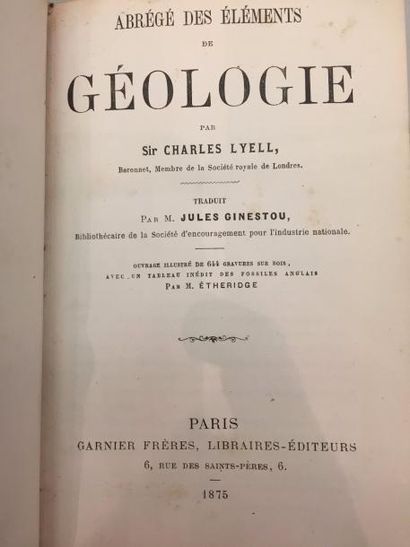 null Livre ancien : "Abrégé des Eléments de Géologie" par Sir Charles LYELL, de 1875...