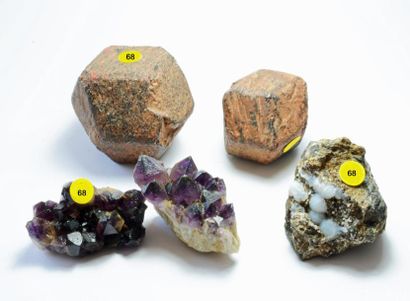 null Systématique, neuf petits minéraux (2 à 5 cm): LUSSATITE de Pont-Château ; RUTILE...