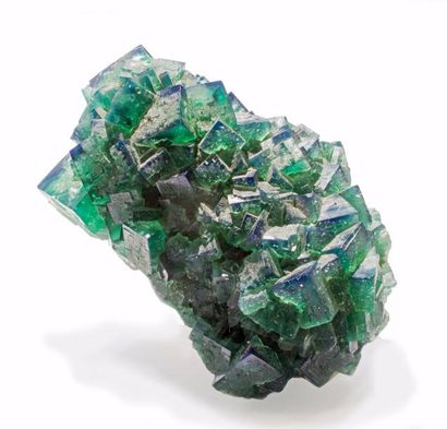 null Très belle FLUORINE dichroïque bleue à verte (selon la lumière), en cubes de...