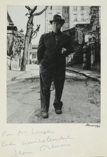 null Anker SPANG-LARSEN. Portrait de Jean Renoir. 1954. Tirage argentique contrecollé...