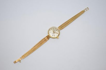 null Montre bracelet de dame mécanique en or jaune 18K (750) à boitier rond, le bracelet...