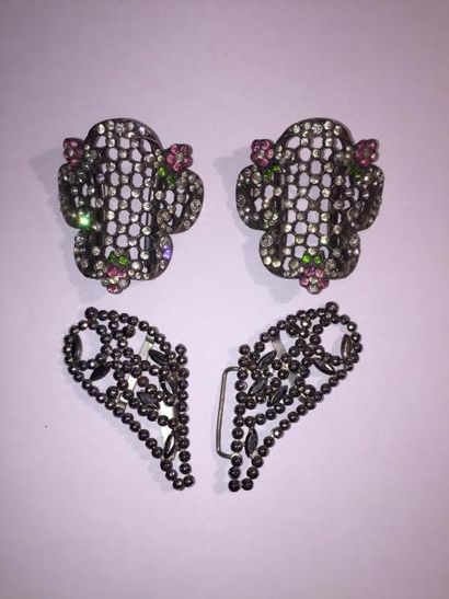 null Boucles de chaussures en argent, métal et strass