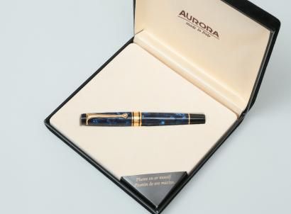 null AURORA

Stylo plume de la collection Optima, auroloïde bleu marbré, attributs...