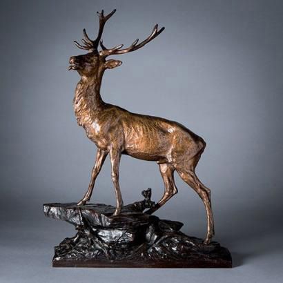 DROUOT Édouard, 1859-1945, 

Cerf

Bronze...