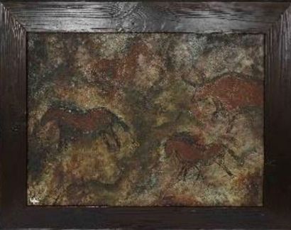 null LAFFANT 

Figurant des animaux dans le gout de Lascaux

Huile sur toile signée

60...