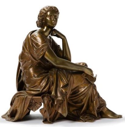 MOREAU, XIXe siècle,
La Pensée, bronze à...