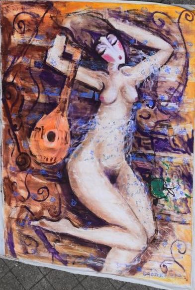HRASARKOS (né en 1975) 

Femme nue à la guitare

Huile...