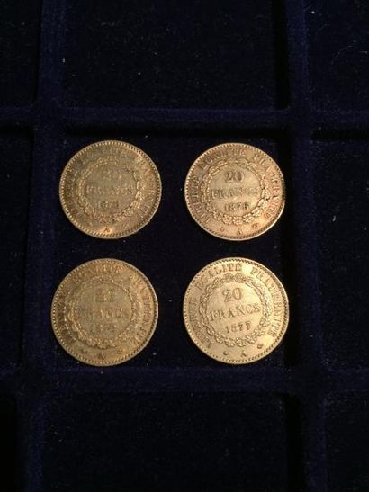null [ Pièce en or ]

4 pièces de 20 francs " Dupré - Génie de la liberté " (1876...