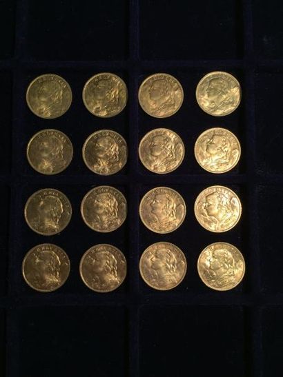 null [ Pièce en or ]

16 pièces de 20 francs suisse " Vreneli " 1935 LB. 

Poids...