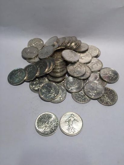 null [ Pièces en argent ]

Lot de pièces de 5 F Semeuse en argent.

Poids : 672 ...