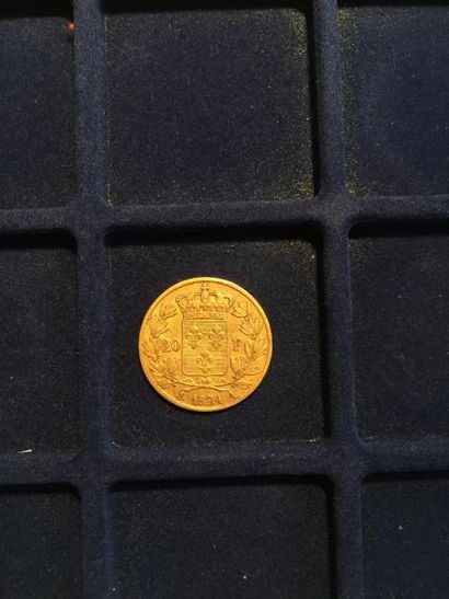 null 1 pièce en or de 20 francs Louis XVIII buste nu (1824A)
TB
Poids : 6.45 g