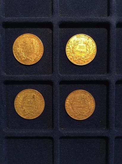 null 4 pièces en or de 20 francs Cérès, IIe République (1851A x 4)
TB à TTB
Poids...