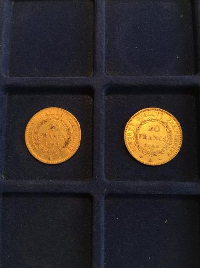 null 2 pièces en or de 20 francs Genie, IIe République (1848A x 1 ; 1849A x 1)

TB

Poids...