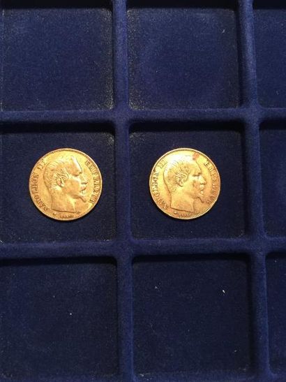 null 2 pièces en or de 20 francs Napoleon III "tête nue" (1855 BB x 2)
TB
Poids :...