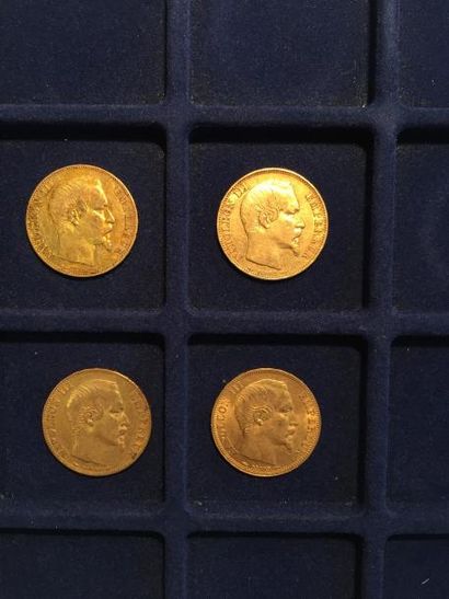 null 4 pièces en or de 20 francs Napoléon III "tête nue" (1853A x 2 ; 1854A x 2)
TB...