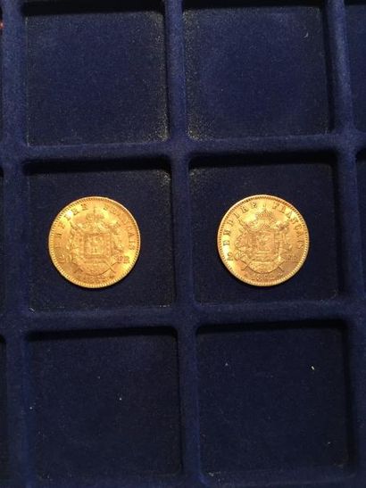 null 2 pièces en or de 20 francs Napoléon III "tête laurée" (1862A x 2)
TTB
Poids...