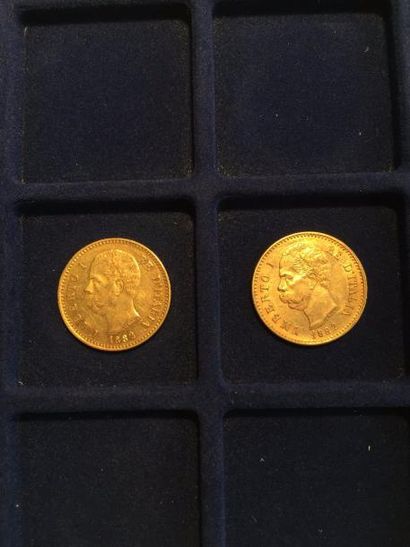 null 2 pièces en or de 20 lires Humberto I (1882 R)
TB
Poids : 12.9 g