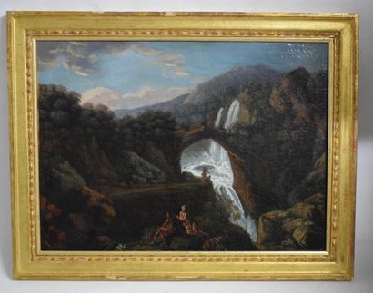 null ECOLE FRANCAISE DU XVIIIème siècle 

Paysage à la cascade

Huile sur toile,...