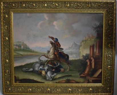 null ECOLE FRANCAISE XIXème siècle

Duels à cheval dans un paysage

Paire d'huiles...