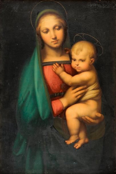 null RAPHAEL (Raffaello) Sanzio, dit (D'après) 

1483 - 1520

La Vierge à l'Enfant...