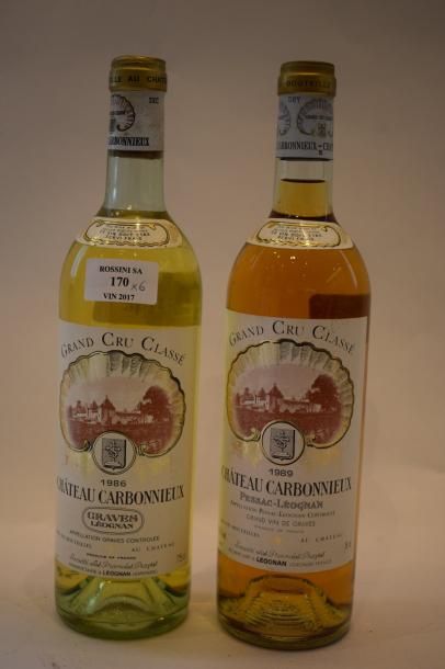 null 6 bouteilles CH. CARBONNIEUX, Pessac-Léognan (3 de 1986, 1 LB; 3 de 1989) 	...