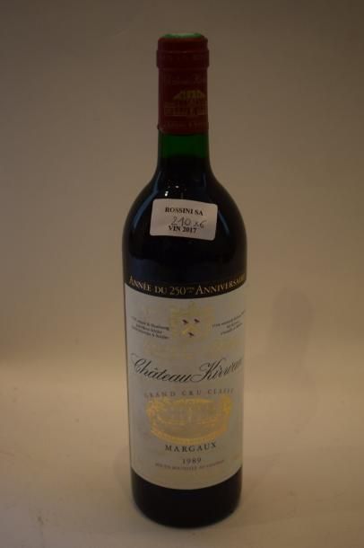 null 6 bouteilles CH. KIRWAN, 4° cru Margaux 1989 cb 	

