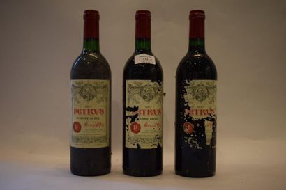 null 3	bouteilles 	CH. 	PETRUS, 	Pomerol 	1987	 (1 ea, 1 eta, 1 J) 	

