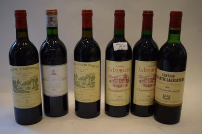 null Ensemble de 6 bouteilles 					

2 bouteilles CH. LA DOMINIQUE, Grand cru St-Emilion1995		

2...