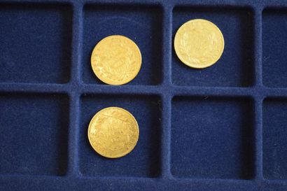 null 3 pièces en or de 20 francs Napélon III "tête nue" (1854 A ; 1857 A ; 1858 A)





TB...
