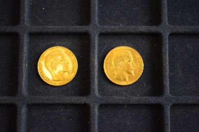 null 2 pièces en or de 20 francs Napélon III "tête nue" (1854 A ; 1857 A)

TB à TTB...