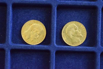 null 2 pièces en or de 20 francs Napélon III "tête nue" (1858 A ; 1859 A)

TB à TTB...