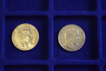 null 2 pièces en or de 20 francs Napélon III "tête nue" (1858 A ; 1859 A)

TB à TTB...