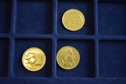 null 3 pièces en or de 20 francs Napélon III "tête laurée" (1867 BB ; 1869 BB x 2)

TB...