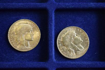null 2 pièces en or de 20 francs Coq (Dieu protège la France) (1899 A ; 1906 A)

TTB...
