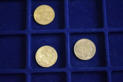 null 3 pièces en or de 20 francs Coq (Dieu protège la France) (1904 A ; 1905 A ;...