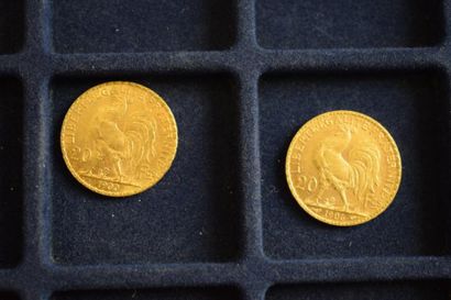 null 2 pièces en or de 20 francs Coq (Dieu protège la France) (1900 A ; 1906 A)

TTB...