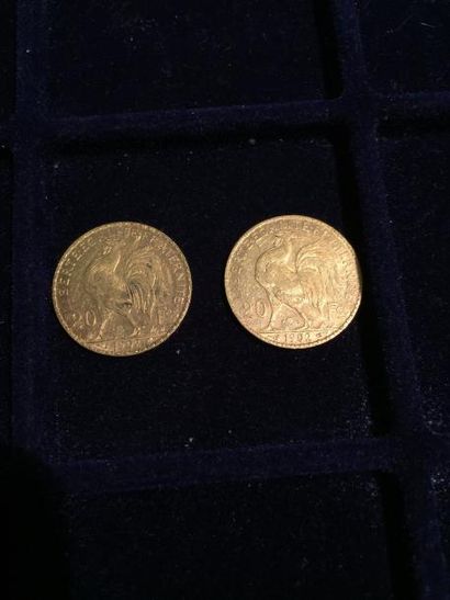 null [ Pièce en or ]

2 pièces de 20 francs " coq " 1902. 

Poids : 12,9 g 