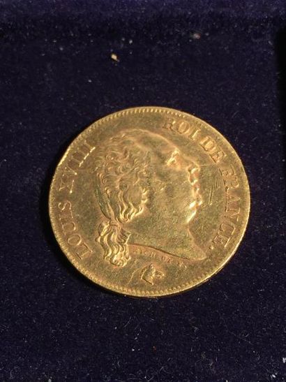 null 40 francs en or " Louis XVIII - F542 " ( 1 x 1818 W ). Poids : 12,9 g

