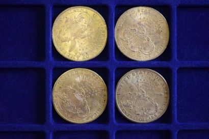 null 4 pièces en or (900/1000) de 20 dollars "Liberty Head - Double Eagle" (1893S...