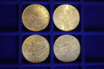 null 4 pièces en or (900/1000) de 20 dollars "Liberty Head - Double Eagle" (1891S...