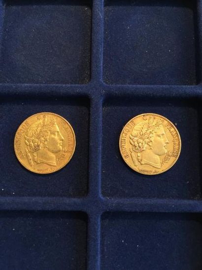 null 2 pièces en or de 20 francs Cérès, IIe République (1850A x 2)

TB

Poids : 12.9...