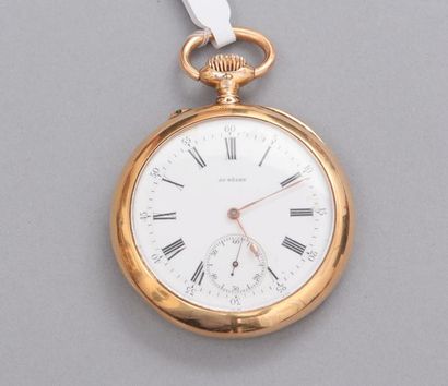 null Montre de gousset à remontoir en or jaune 18K(750) le cadran émaillé à chiffres...