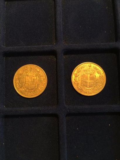 null 2 pièces en or de 20 lires Humberto I (1882 R)

TB 

Poids : 12.9 g

