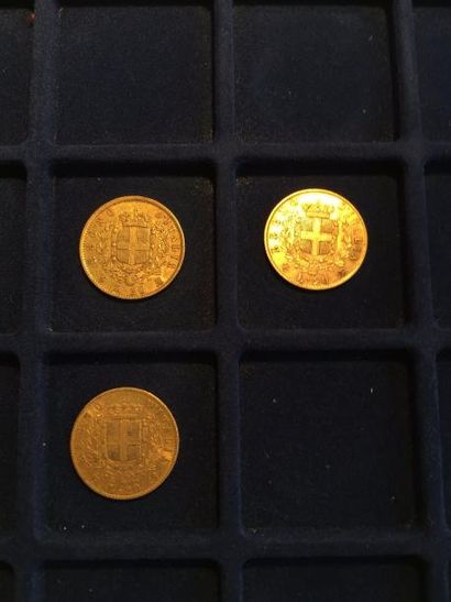 null 3 pièces en or de 20 lires Victor-Emmanuel II (1862 T BN x 1 ; 1863 T BN x 1...