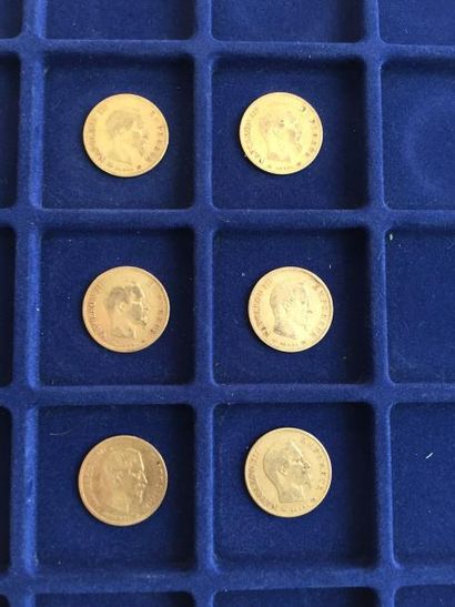 null 6 pièces en or de 10 francs Napoléon III "tête nue" (1855 A x 1 ; 1856 A x 1...
