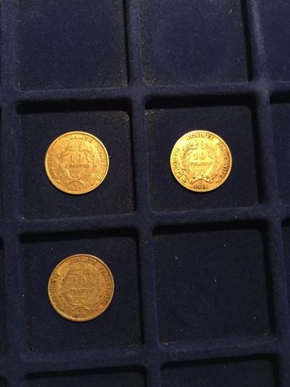 null 3 pièces en or de 10 francs Cérès IIème République (1851 A x 3)

TB à TTB 

Poids...