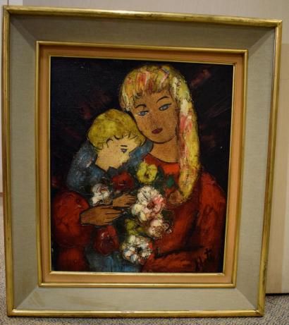 null D'ANTY Henry (1910-1998),

Mère et enfant au bouquet de fleurs,

Huile sur toile,...