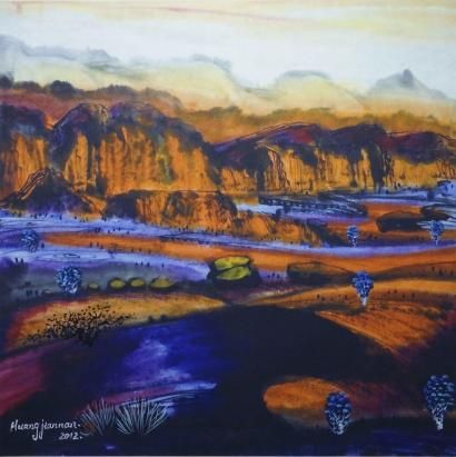 null HUANG Jiannan, né en 1952,

Paysage, 

technique mixte sur papier marouflé avec...